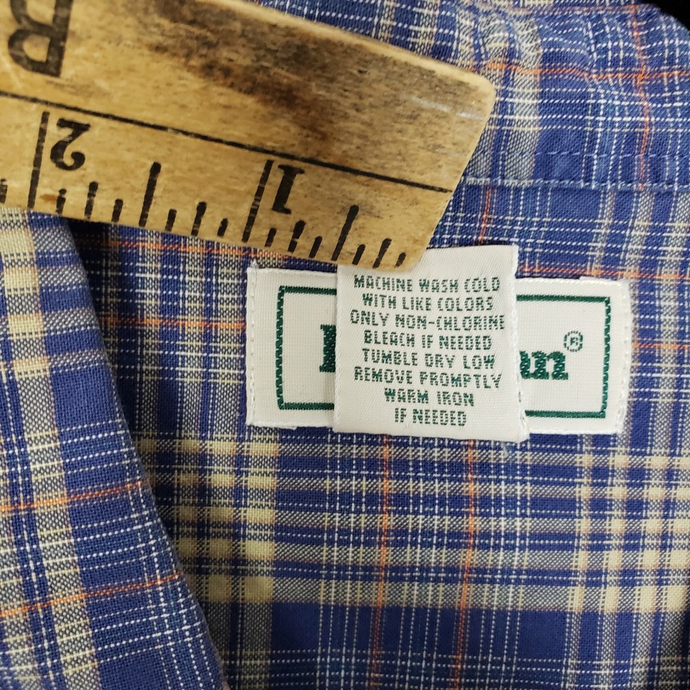 L.L Bean Flannel Button Up Blue Yellow Plaid 100% Cotton Fall Granola Girl Cabin - Picture 8 of 10